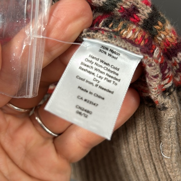 Talbots Nordic Fair Isle Wool Blend Fall Inspired Cardigan Sweater Size L - Picture 8 of 10